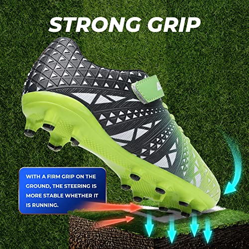 Boys Girls Football Boots Cleats Soccer Shoes Professional Spikes Football Competition Shoes Training Sneakers for Unisex Kids 35 Bue Green