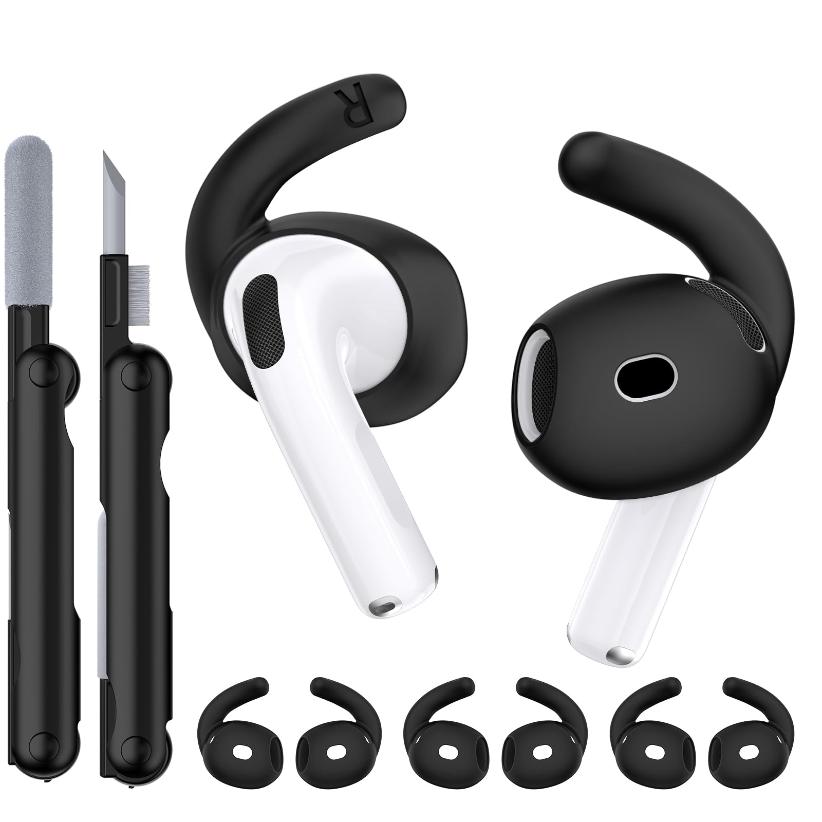 Ear Tips for AirPods 4 TNSNK 4 Paris Anti-Slip Sport Ear Hooks Soft Silicone Ear Grips Compatible with Apple AirPods 4 for Men Women with Cleaning Pen