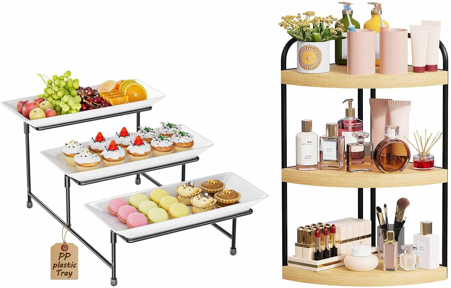 Abiglifty Corner Bathroom Counter Organizer, No Drill 3-Tier Corner Shelf Bathroom Counter, Space-Saving Countertop Organizer, Corner Counter, Vanity Organizers (Wood Grain)