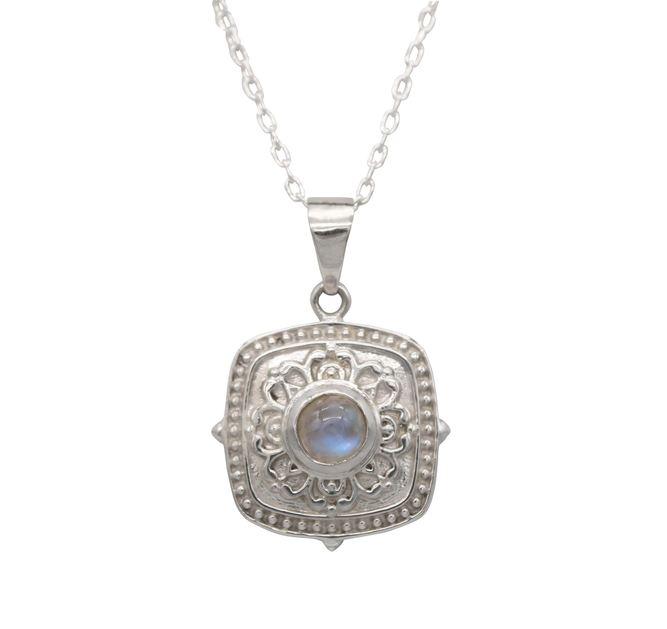 925 Sterling Silver Pendant Gemstone Rainbow Moonstone for women and girl With 925 Stamp | 1 Month Warranty (320) (Pendant)-image-29