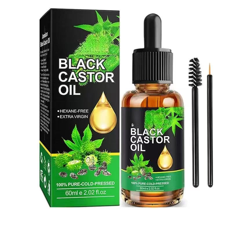 Aceite de ricino negro: para el crecimiento del cabello, nutrición de las cejas e hidratación de la piel,1pcs