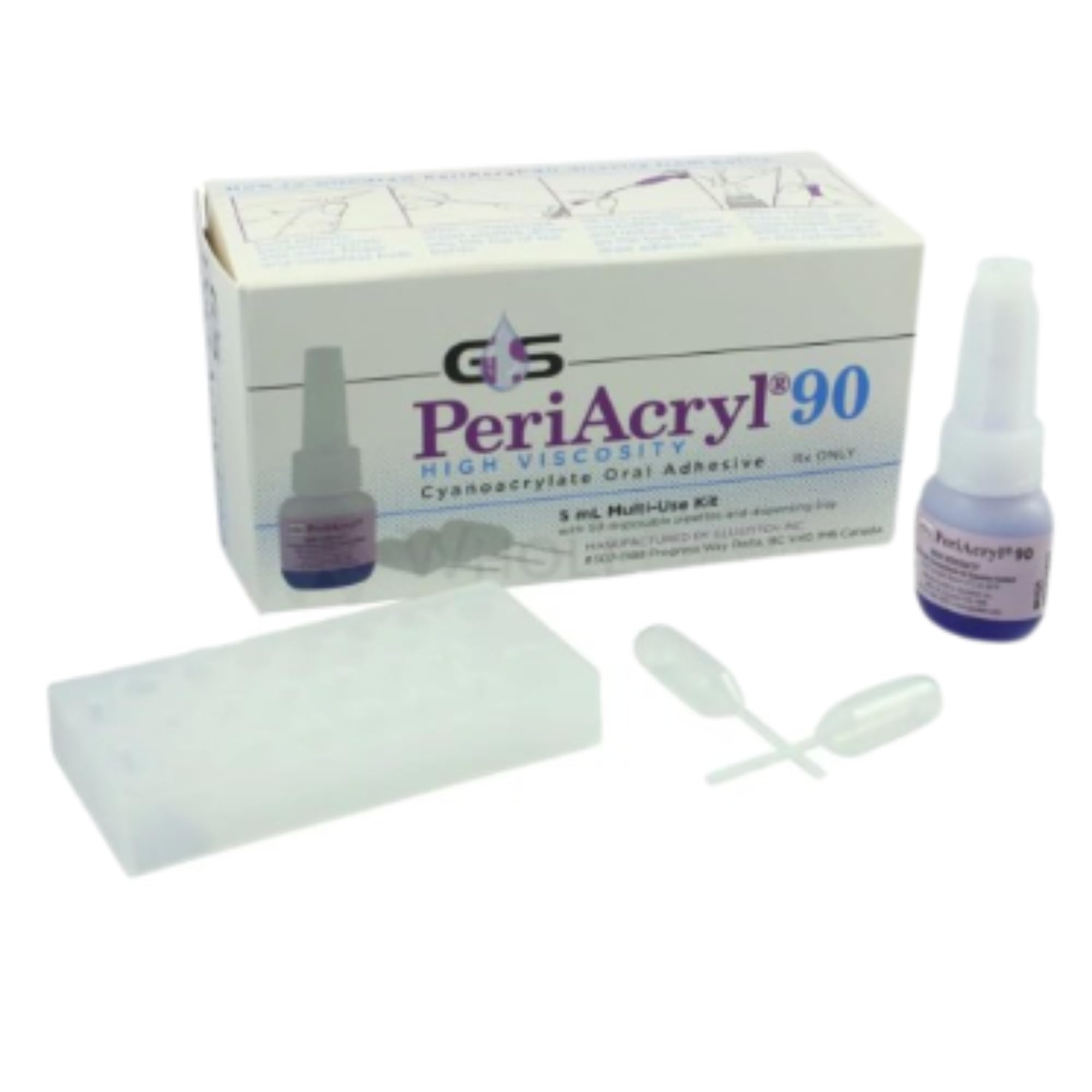 Periacryl HV Violet Oral Tissue Adhesive | 20 Pipettes with Bottle of 2ml | Violet | Fast Setting | User Friendly Delivery System | High Visocity