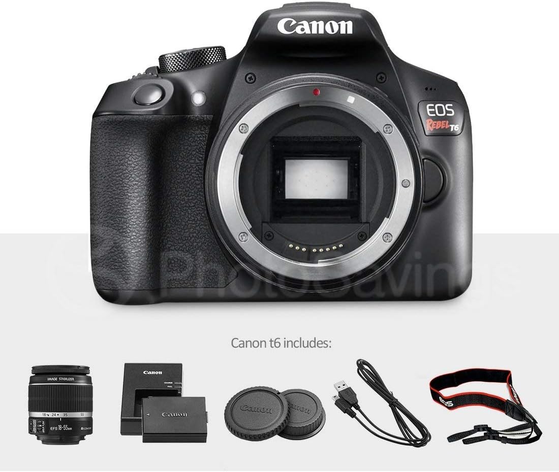 Canon EOS Rebel T6 DSLR Camera with EF-S 18-55mm f/3.5-5.6 is II Lens, Along with 32 & 16GB SDHC, and Deluxe Accessory Bundle with Xpix Cleaning Accessories