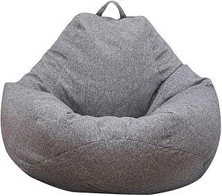 Bean Bag Chair Sofa Cover, Water Resistant Indoor Outdoor High Back Lazy Lounger Bean Bag Storage Chair Cover, Recliner Gaming Bean Bag, Without Filler for Adults and Kids (100x120cm-Gray)