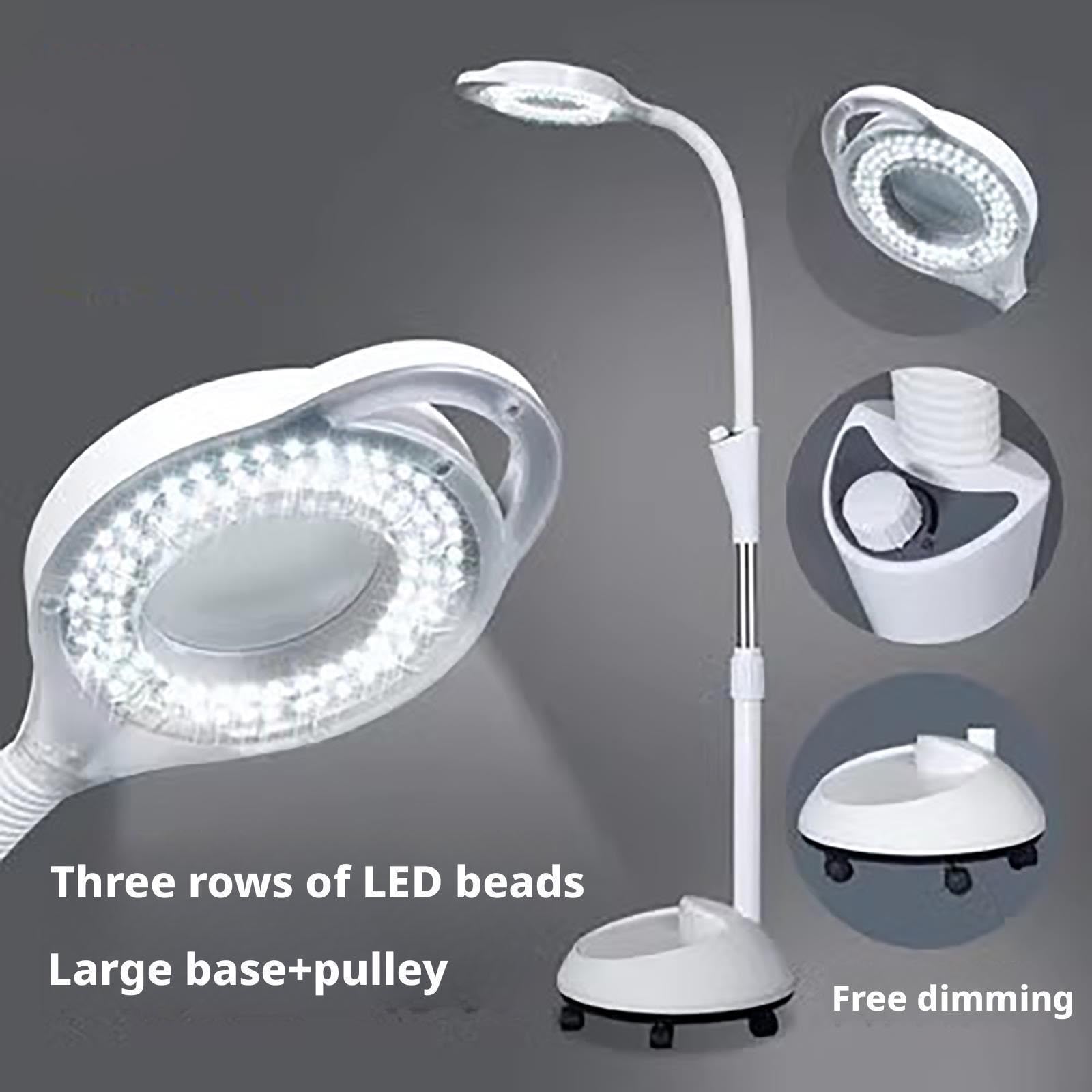 Lampe d'examen chirurgicale mobile, lampe d'examen sur roulettes, avec loupe 8X, lampe d'examen à col de cygne flexible, adaptée à la clinique externe, à l'examen physique, au salon de beauté