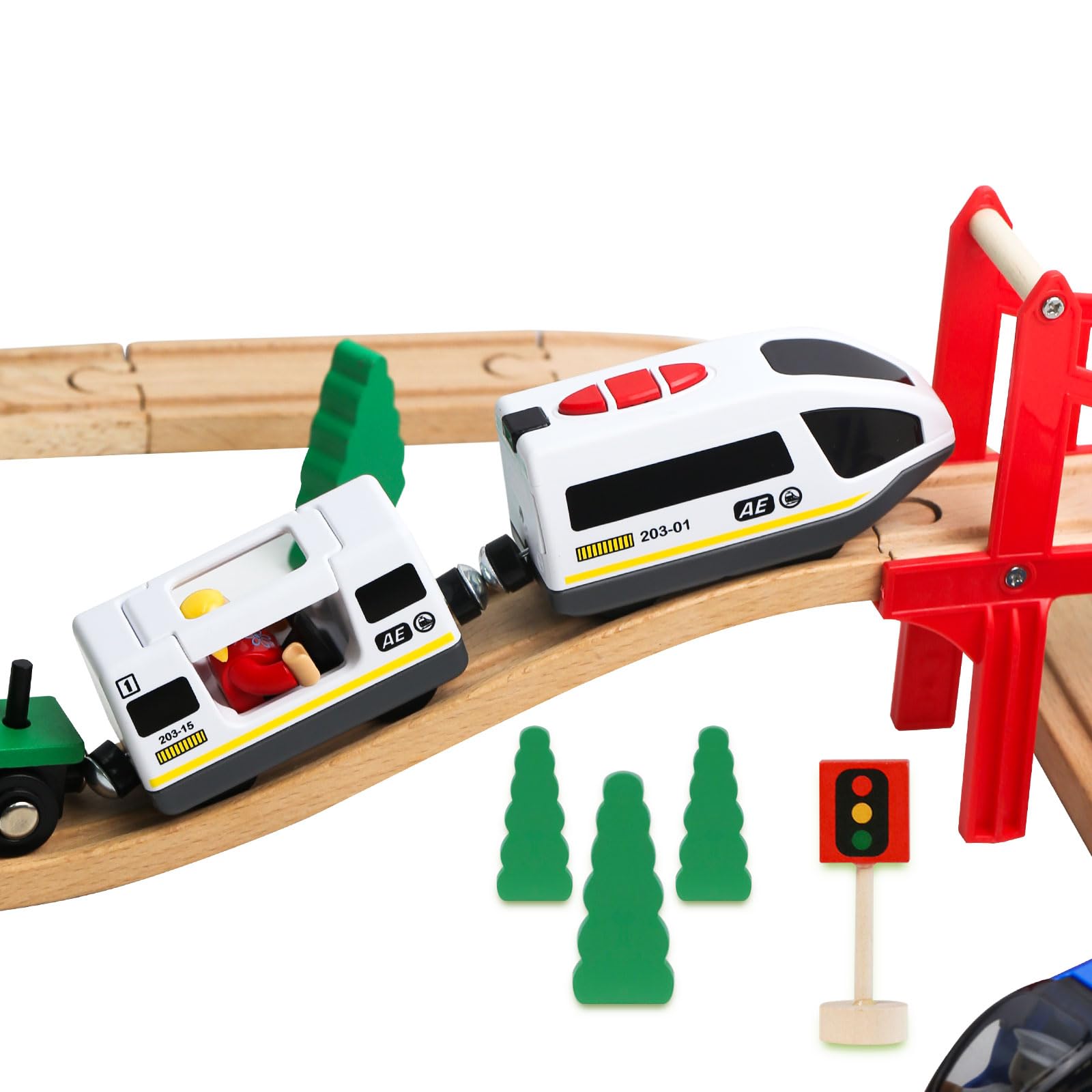 EVERGD Battery Powered Magnetic motorized toy train Set, Locomotive Train Toy for Toddlers Compatible with Most Major Brand Railway Tracks (White)