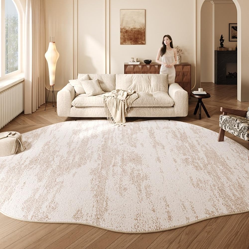 Tapis de chambre irrégulier 160x230 tapis salon moelleux crème