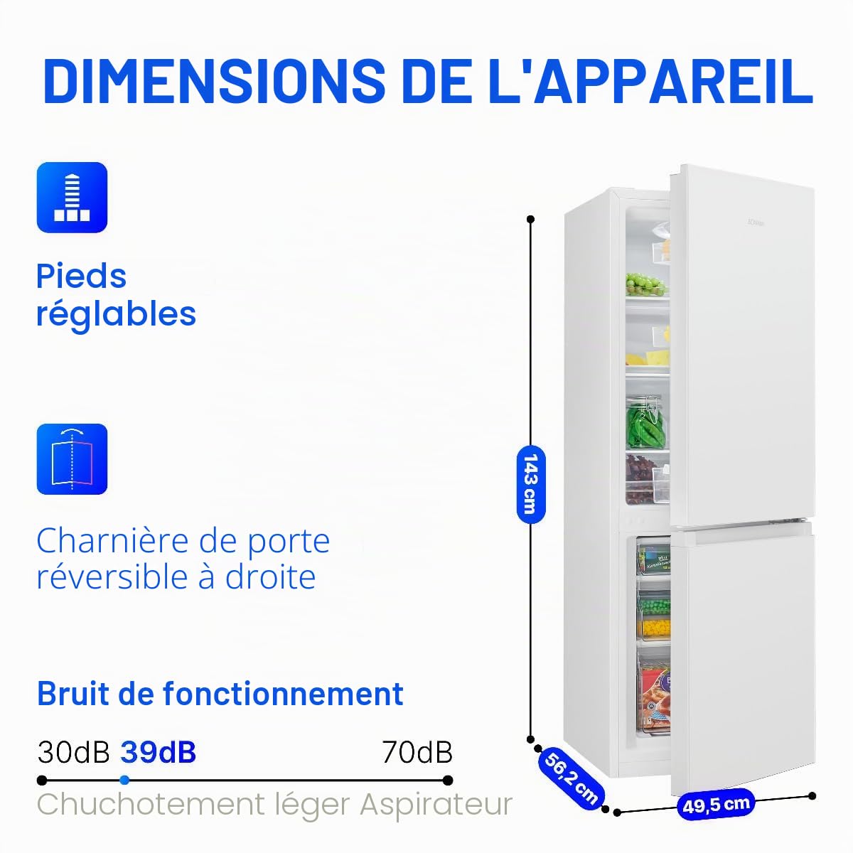 Bomann KG320 Réfrigérateur Congélateur 175L Contrôle Température Blanc