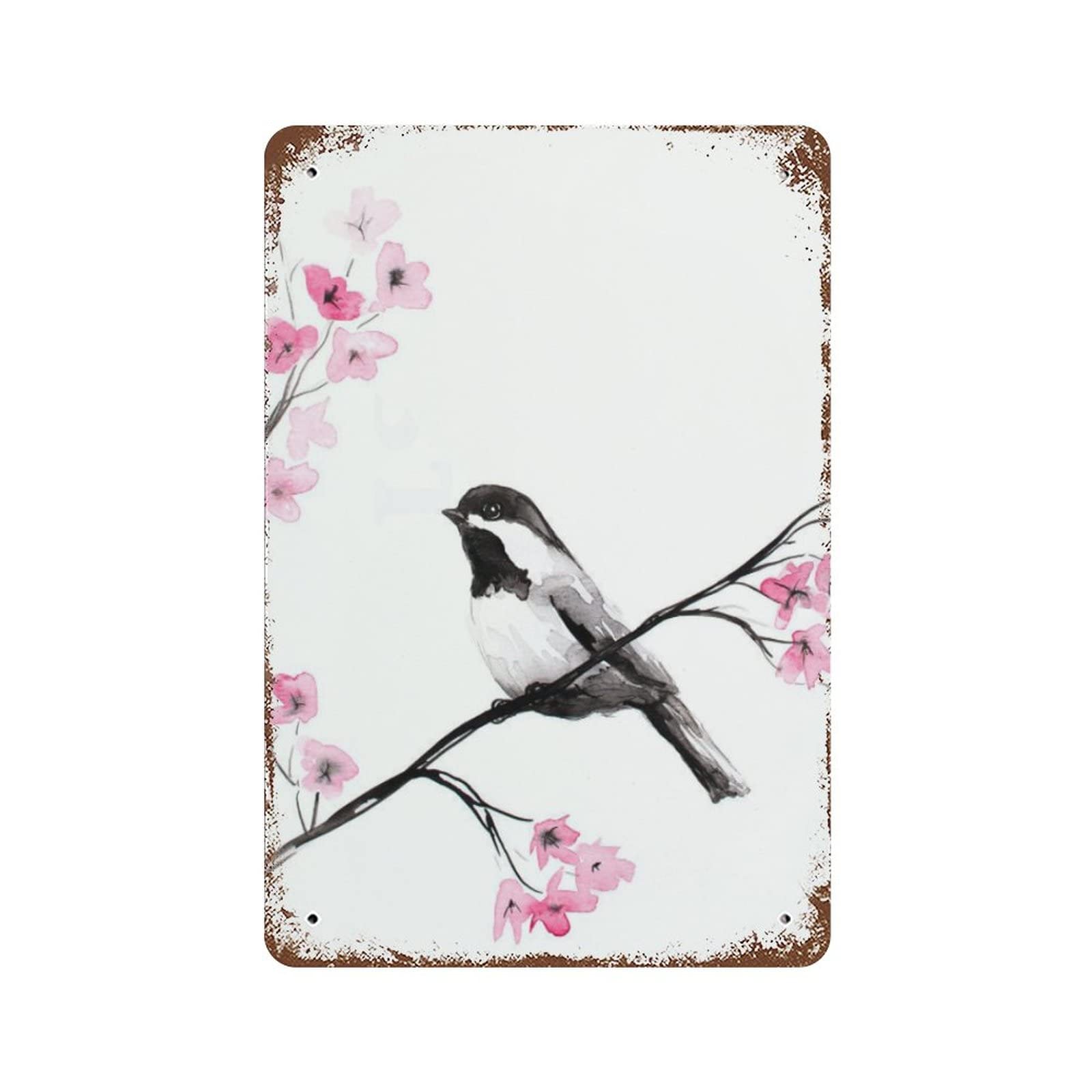 Kwqdozf As Pic Vintage Metal Tin Sign Chickadee Wall Art For Home Kitchen, 8X12 Inch
