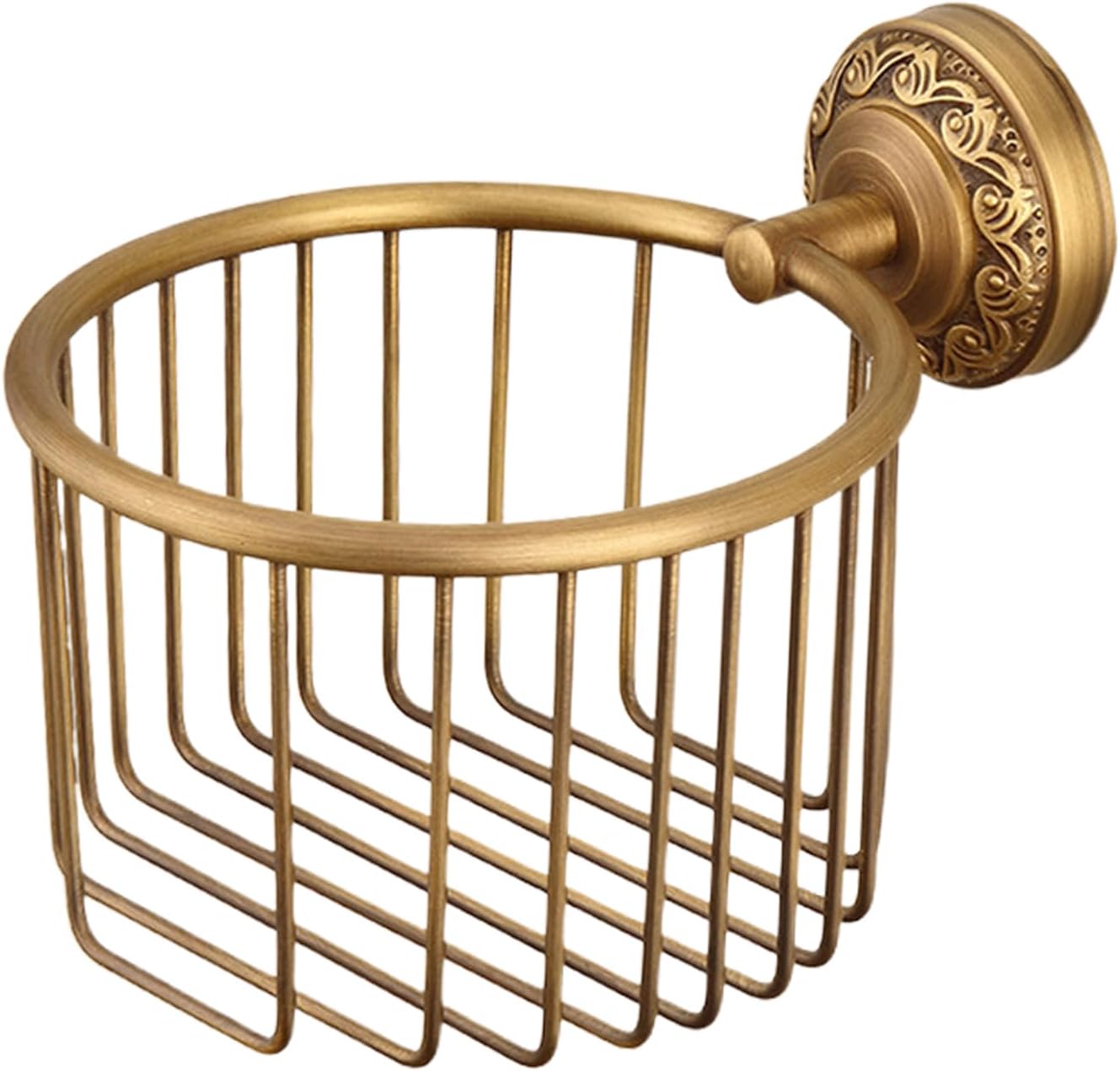 Brass Toilet Paper Holder | Wall-Mounted Brass Toilet Roll Tissue Basket Bathroom - Rustic Vintage Tissue Rack for Dorm Apartment Home Bathroom Decor