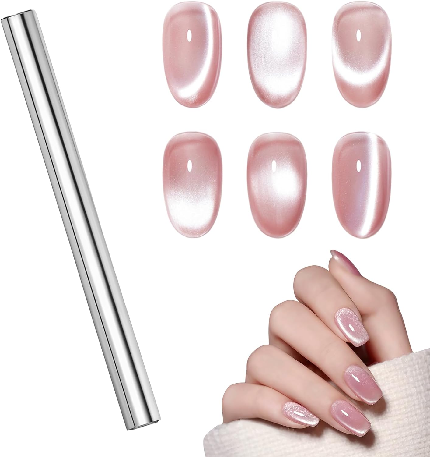 Flintronic Cat Eye Magnet for Nails, Super Long Double Ended Nail Magnet Pen, Nail Art Magnetic Wand, Nail Polish Magnet Pens, Magnetic Gel Polish Salon Tools for Nail Art Home DIY