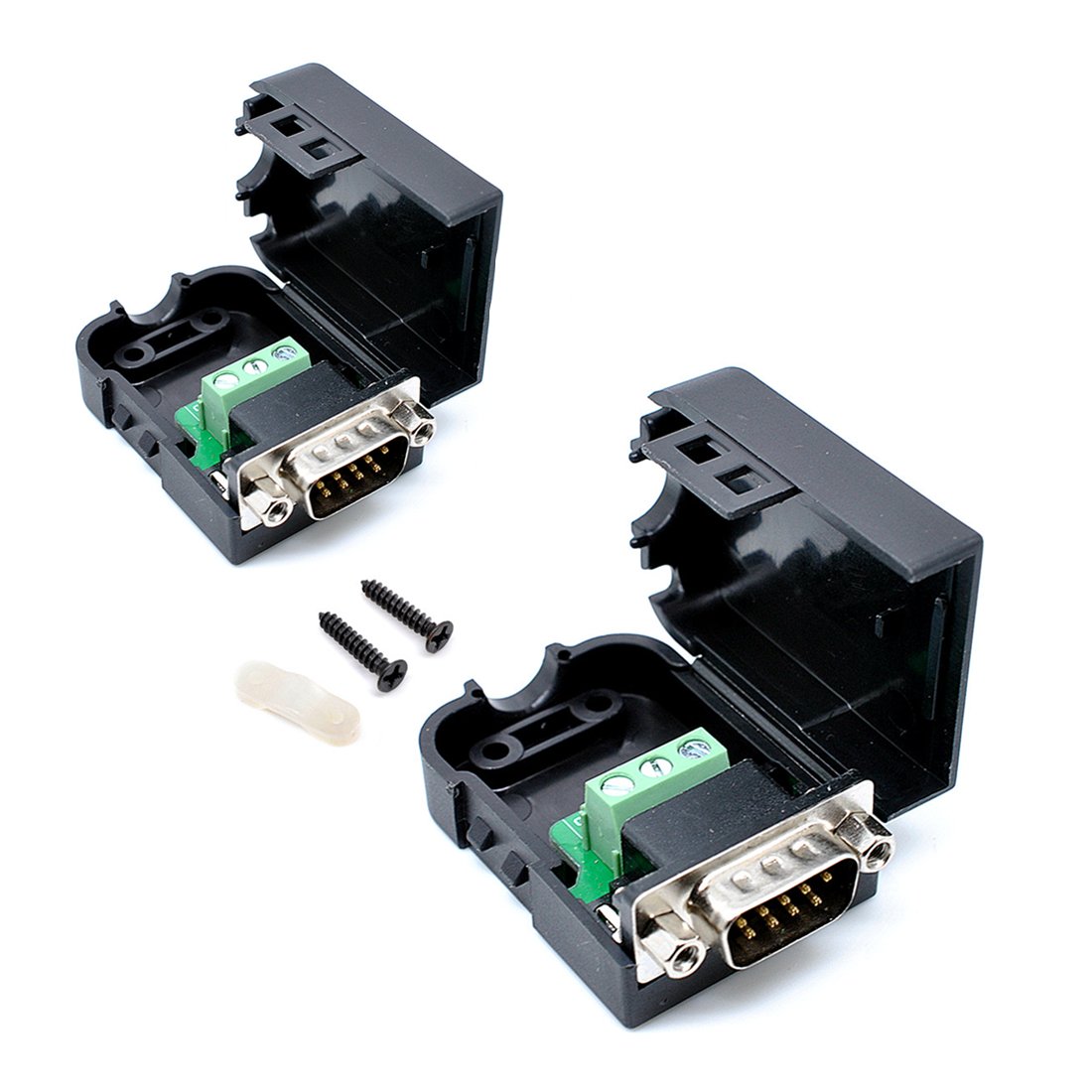 Oiyagai (Male-Nut) - Willwin 2 Pcs DB9-G3 9Pins Male Adapter with NUT Connector RS232 Serial to RXD TXD GND 235 Terminal