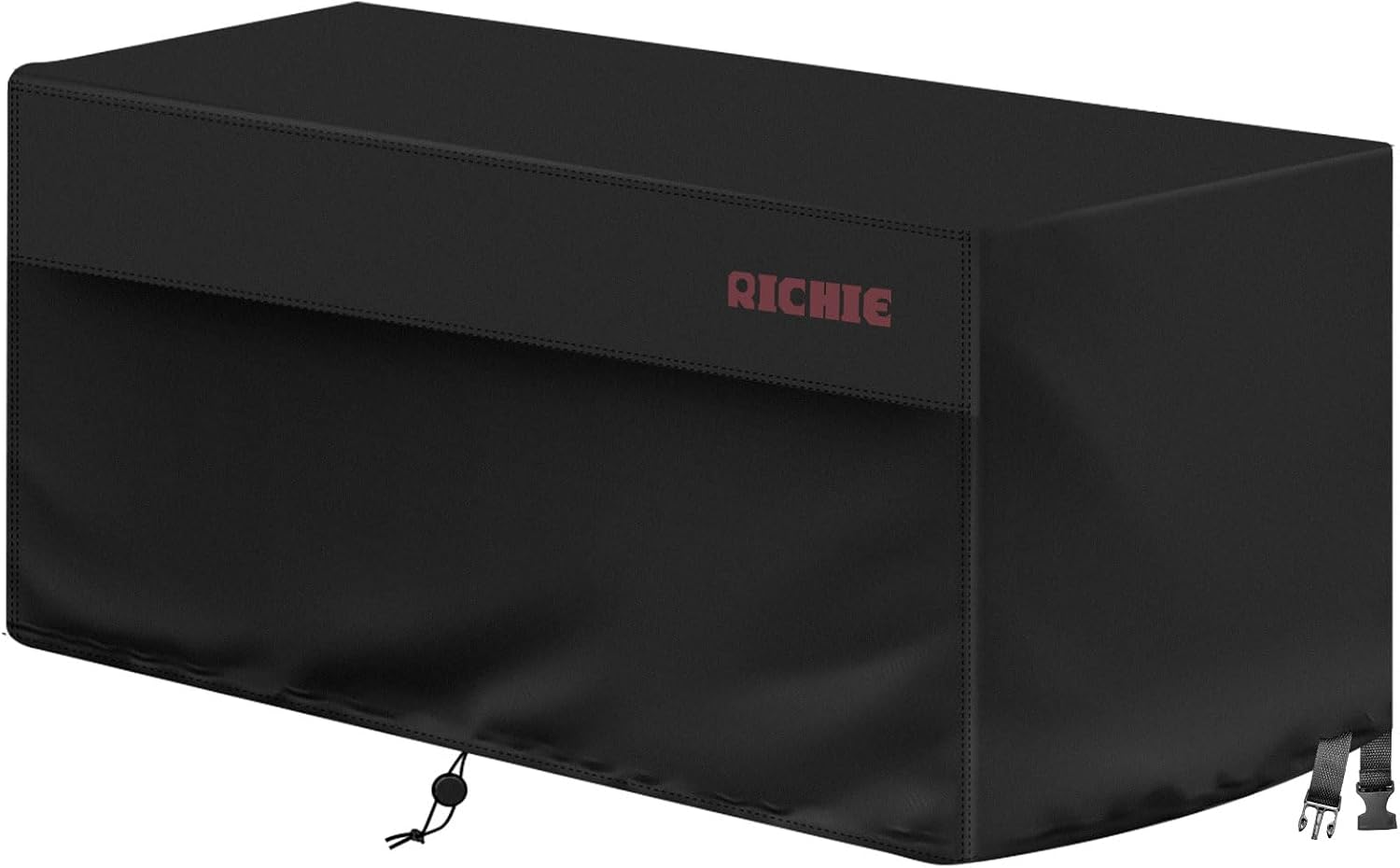 RICHIE 420D Air Conditioner Cover for Outside Units, Waterproof Windproof Winter Cover with Elastic Hem for Secure Fit, Anti-UV Fade Resistant, Square AC Covers for up to 34"L x 34"W x 32"H, Black