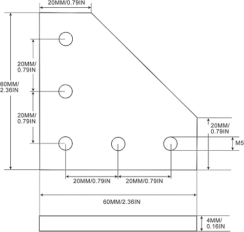 Miniatura 4 de El juego de soportes de conector de extrusión de aluminio 2020 incluye 8 placas de junta, 1 llave M3, 40 tuercas de ranura en T M5 y 40 tornillos