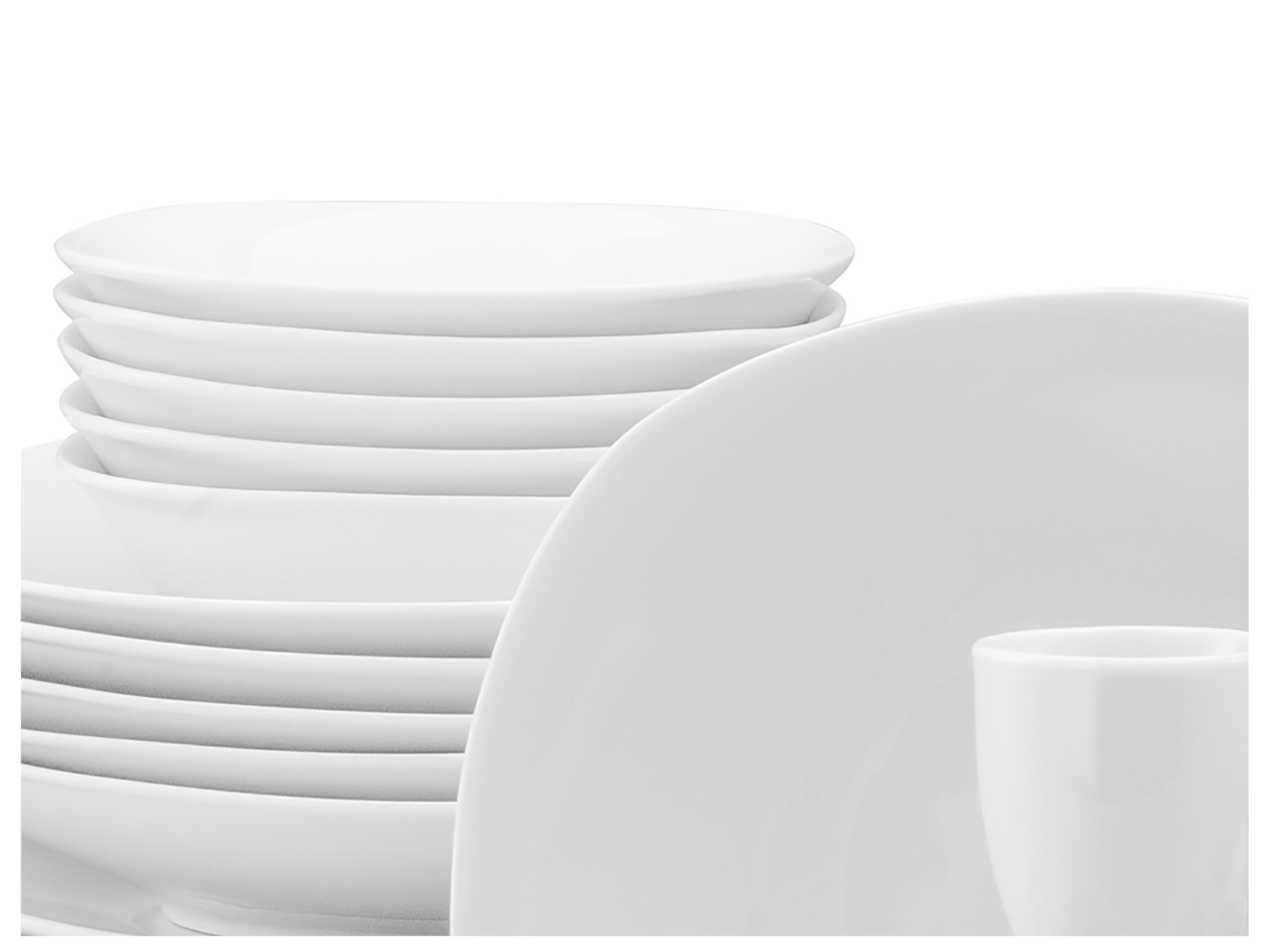 CreaTable, 22535, Serie Square Weiss, 62-teiliges Geschirrset für 6 Personen, Kombiservice aus Porzellan, spülmaschinen- und mikrowellengeeignet, Qualitätsproduktion