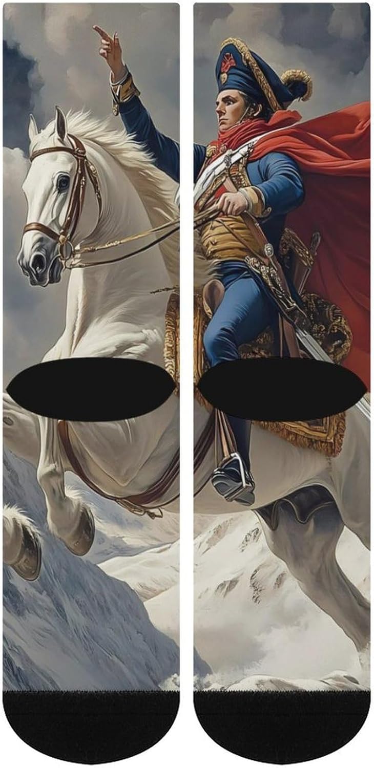 Napoleon Crossing The Alps Reproduction Knee High Stockings Soft Sport Socks for Men Women