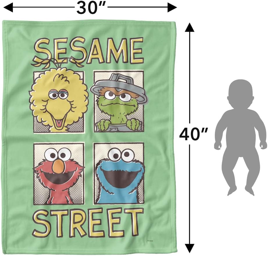 LOGOVISION Sesame Street Lightweight Baby Blanket, 30"X40", Vintage Comic Panels Unisex for Infants Girls & Boys