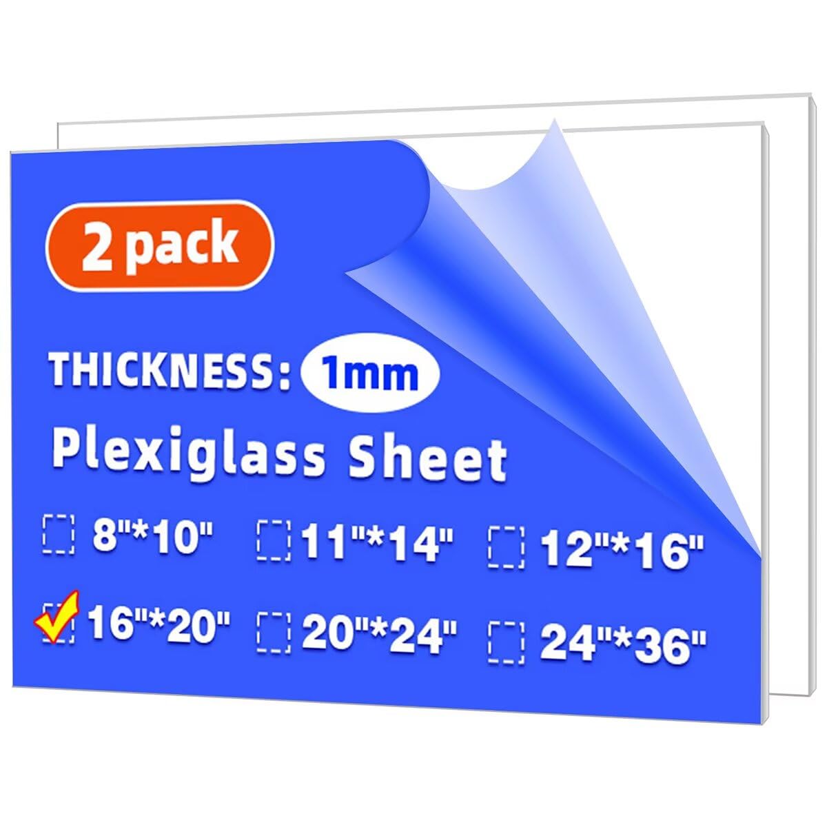 Photo 1 of (2 Pack) KERTLOU 16" x 20" Clear Plexiglass Sheets