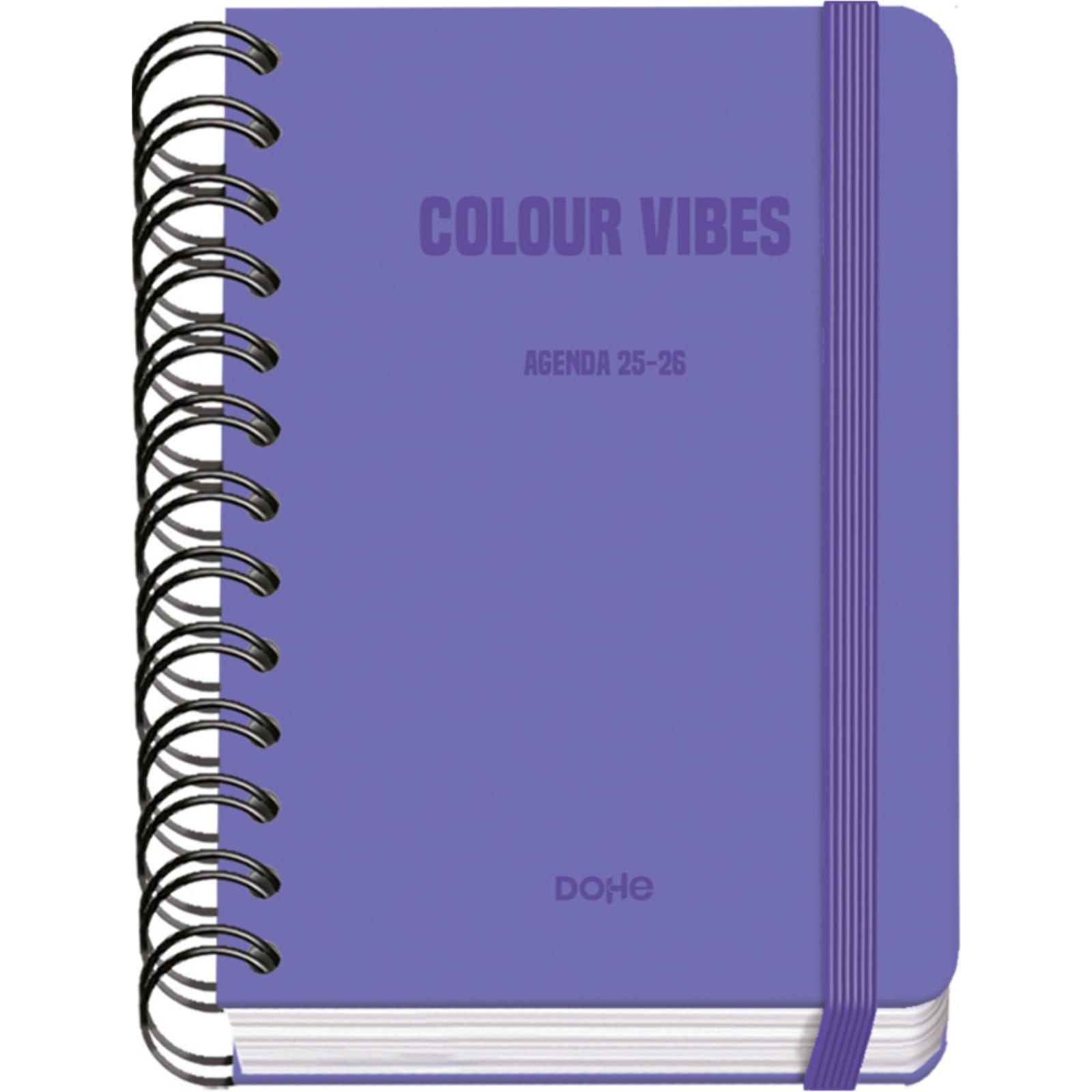 Dohe, School Planner 2025 2026, Day per Page, A6 Size (12x17 cm), Spanish and English, Double Spiral Binding and Elastic Band