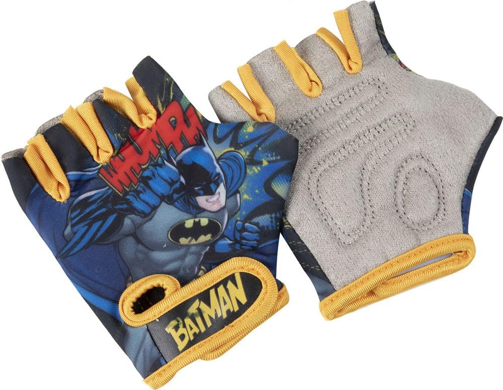 Para rękawiczek rowerowych dla niemowląt Batman superbohater żółty czarny nietoperz DC Comics bez palców