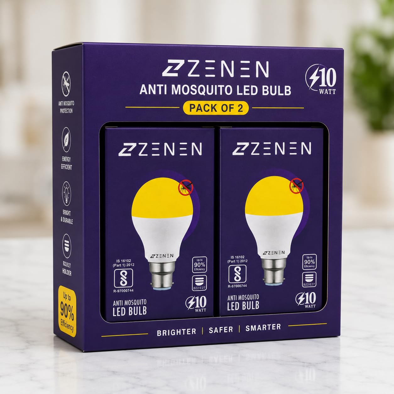 Anti Mosquito LED Lamp - Yellow Bug Light Bulb, No Blue Light, 10-Watt Eco-Friendly Electric Insect Killer for Indoor and Outdoor Use (2 Bulbs, 220V-240V)-image-25