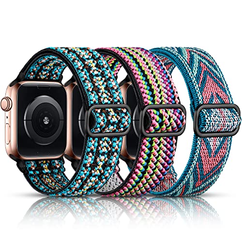 Image of DaQin 3 Pack Stretchy Solo Loop Compatible with Apple Watch Bands Men Women