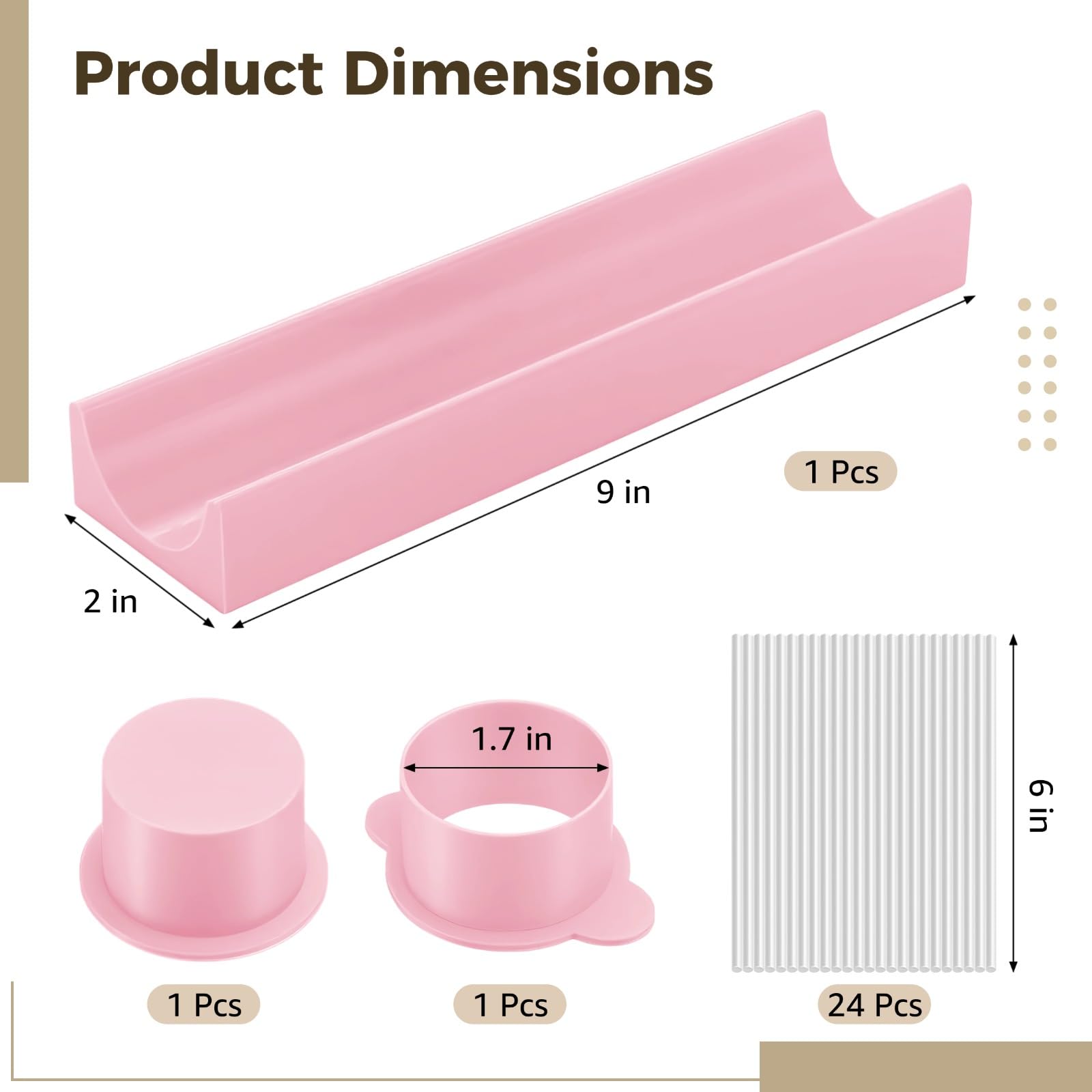 Lot de 2 moules à cake pop ABS rose, plateau de 9 in / 22,9 cm, moule rond diamètre 4,3 cm, 24 sticks de 6 in / 15,2 cm, kit de confection DIY de cake pops