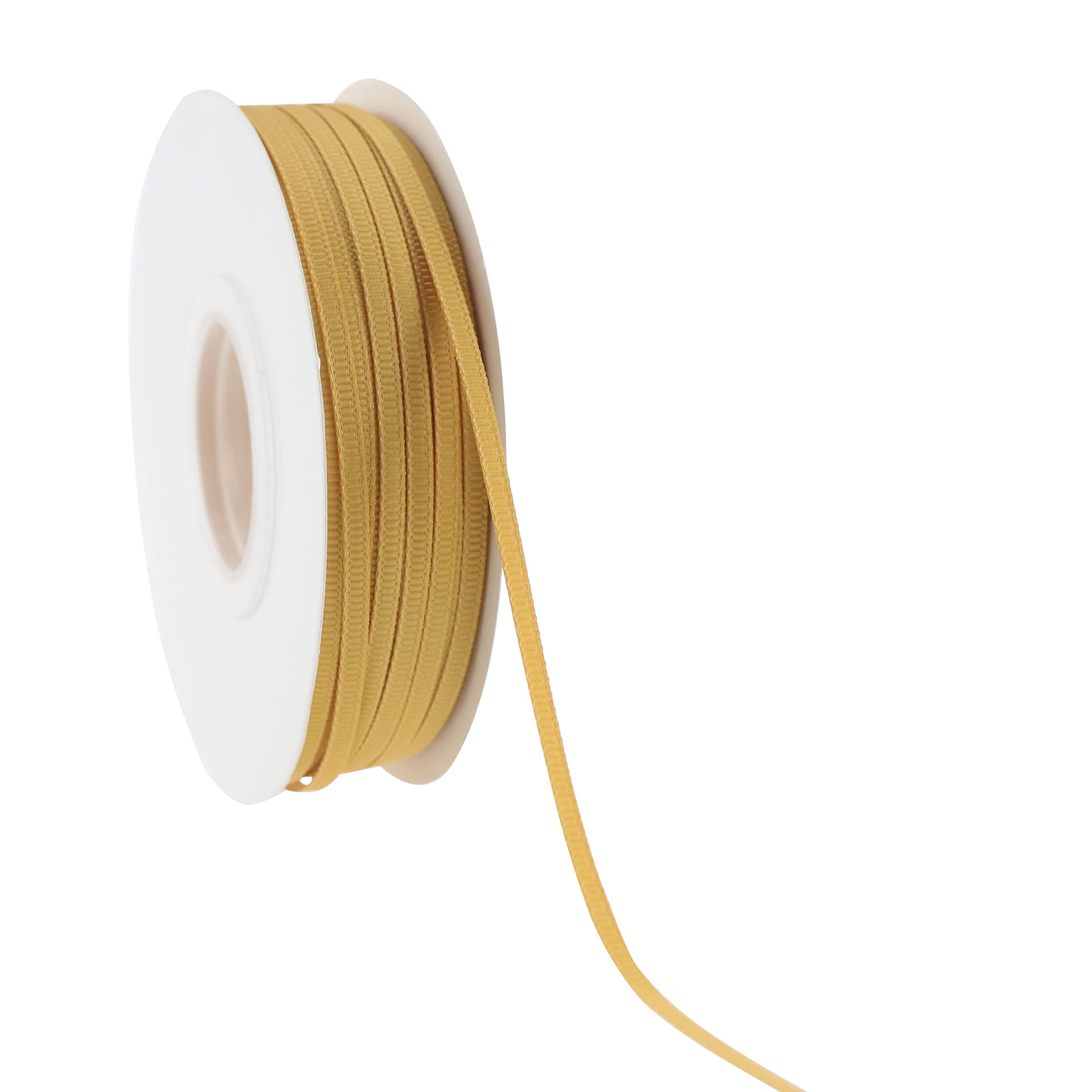 MAYREEL1/8 Inch Gold Grosgrain Ribbon Thin Aureate for Crafts Gift Wrapping Sewing Wedding Decor Hair Accessories Party Favor Decorations 100 Yards