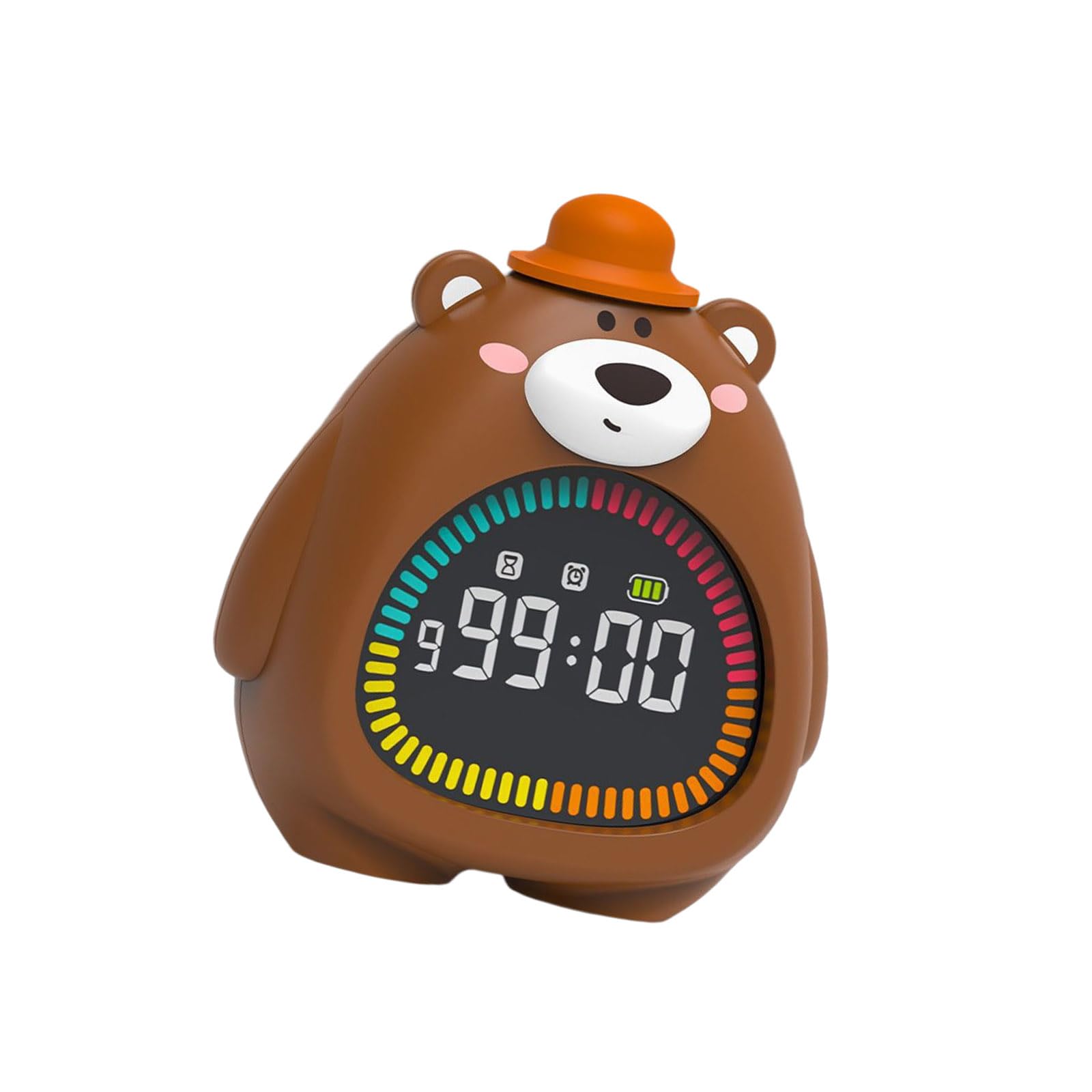 Nucelit Multifunctional Bear Shape Alarm Clock Nightlight Timer Soft Glows Silicones PVC for Bedroom Home Nursery Bear Alarm Clock
