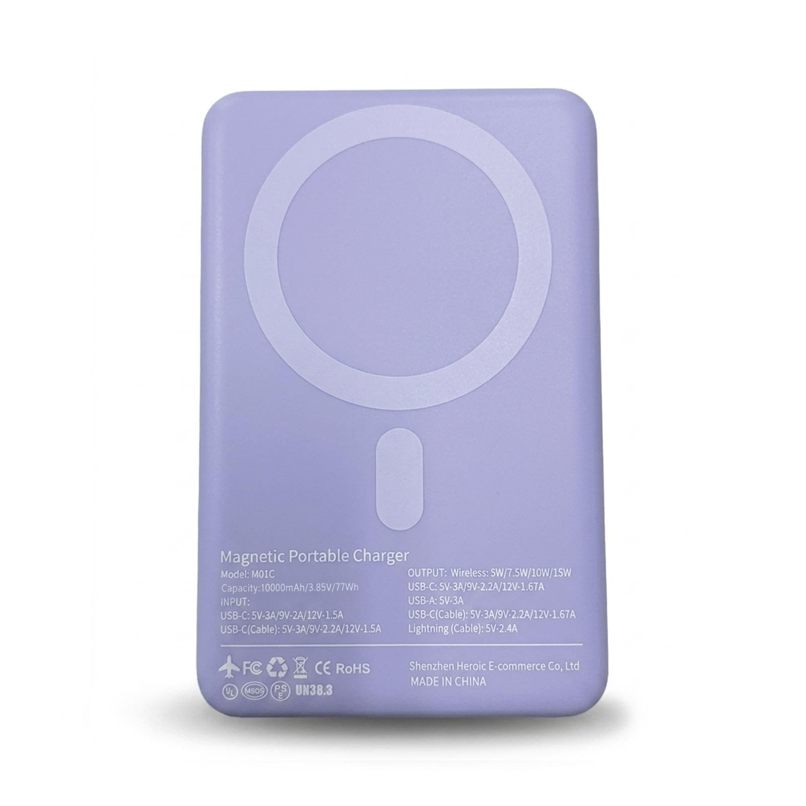 Batterie externe magnétique sans fil 10 000 mAh, 22,5 W PD à charge rapide pour iPhone 17/16/15/14/13/12/11 et toutes les séries, violet