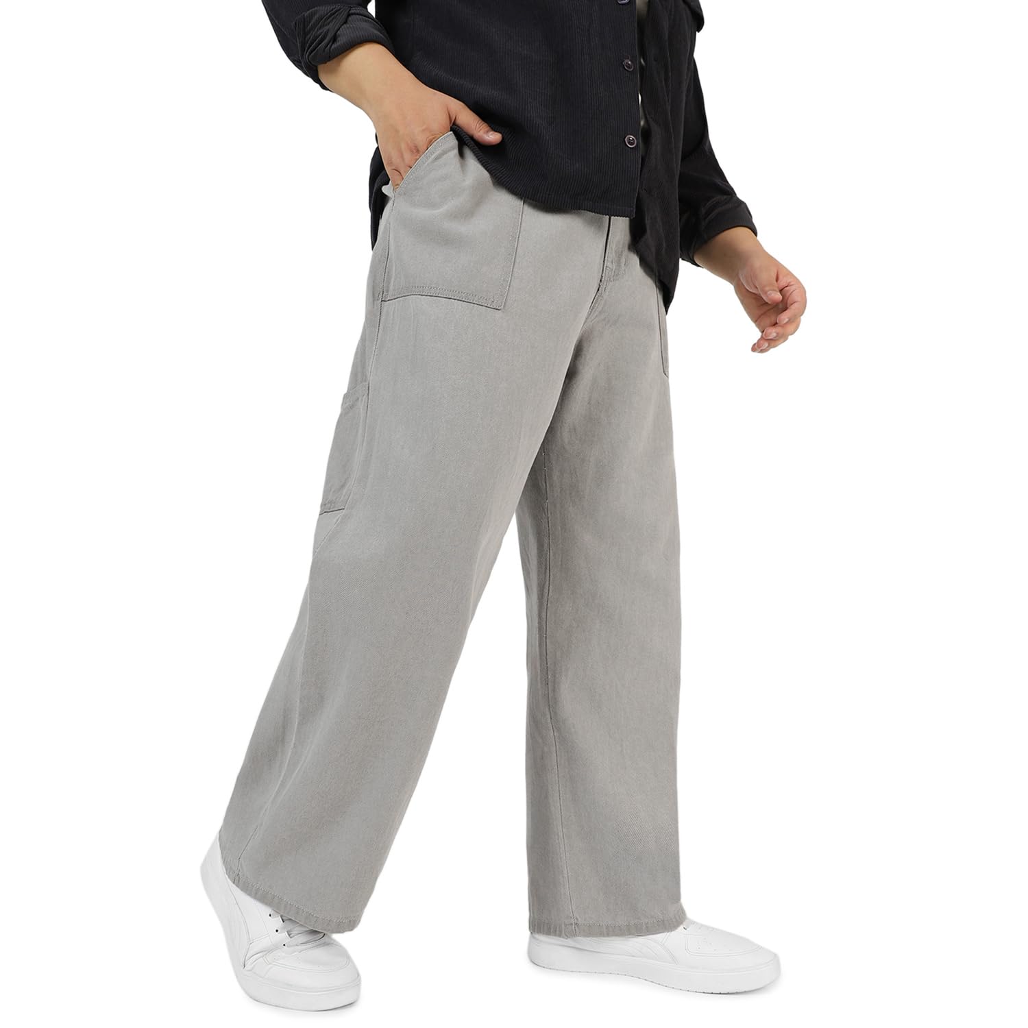 urbano plus Men's Loose Mid Rise Baggy Fit Cargo Carpenter Jeans with 6 Pockets Non-Stretchable-picture-38