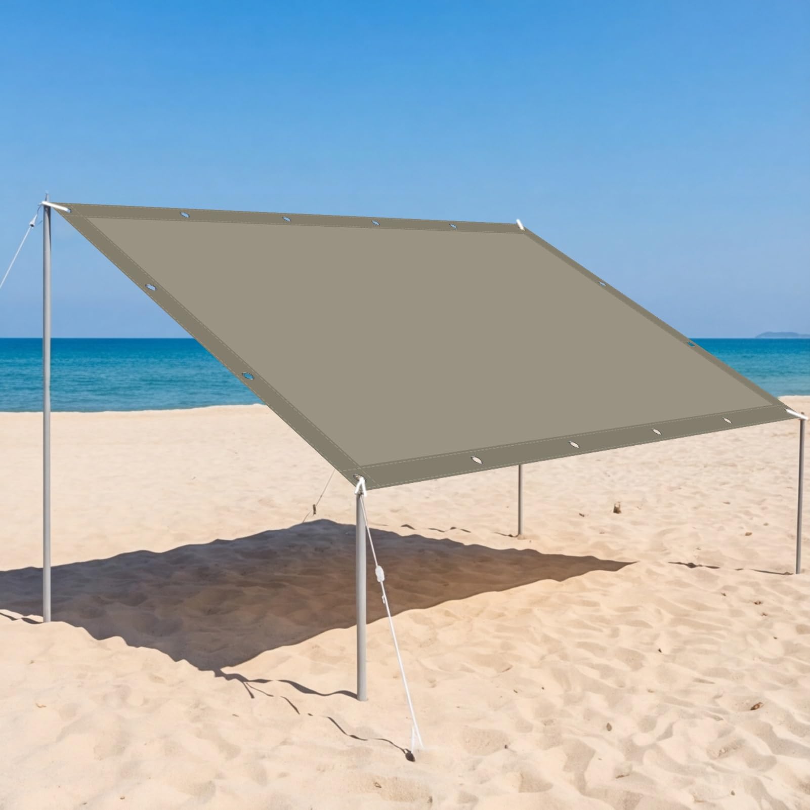 Sonnensegel Wasserdicht 170 x 230 cm mit Ösen Und Seil Sonnensegel Wasserdicht Sonnenschutz mit UV Schutz für Außenbereich/Terrasse/Balkon/Garten, Taupe