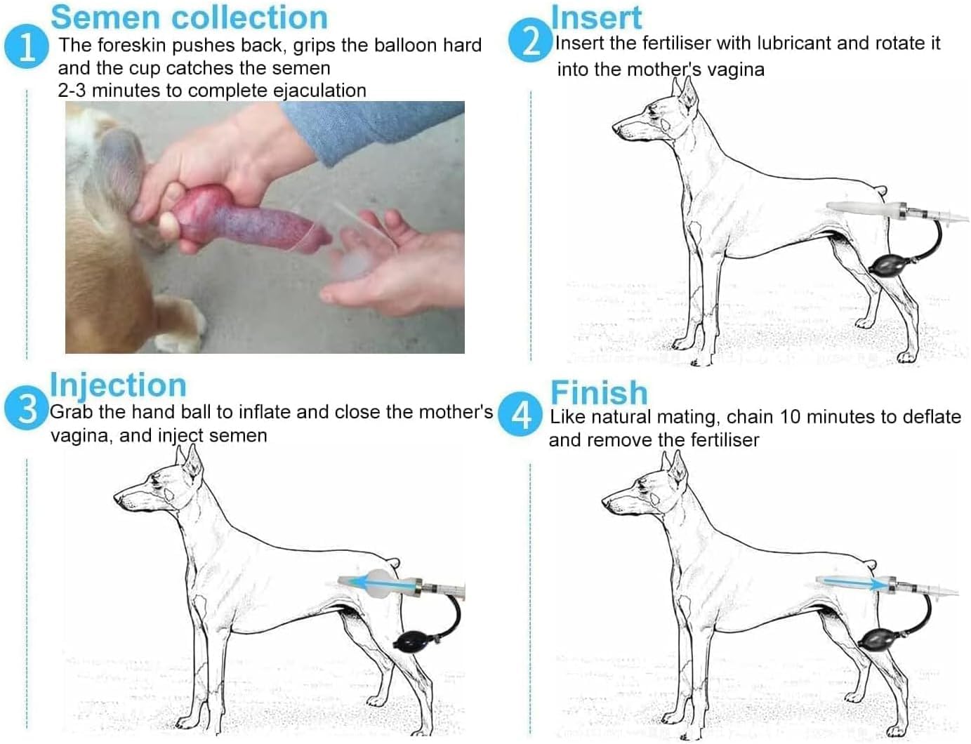 Künstliche Besamungsset Für Hunde, Samen-Booster, Test Für Künstliche Besamungsspritze Aus Silikon Für Hunde Großer Und Kleiner Rassen, Professionelle Künstliche Besamungsspritze Für Hunde