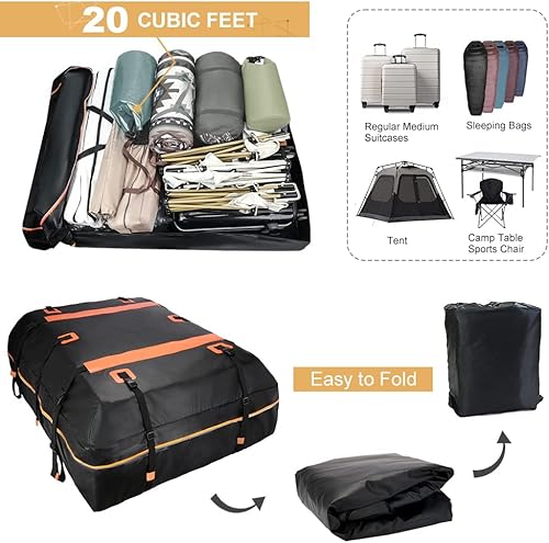 Miniatura 3 de Bolsa de carga para techo impermeable de 20 cúbicos para el techo del automóvil, para todos los automóviles consin estante, incluye alfombrilla