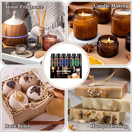 Essential Oils Set, Men Scents Fragrance Oil Essential Oils For Diffuser, Massage, Soap & Candle Making Scents - Sandalwood, Cedar, Cologne, Sweet Tobacco, Rum, Cedar & Vetiver Oils, 6X10Ml #TOP5