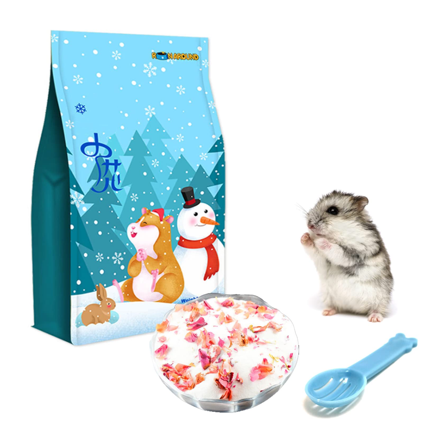 HERCOCCI Hamster Bath Sand Potty Dust Cleansing Litter Bathing Sand for Hamster Chinchilla Guinea Pig Gerbil Degu Rat