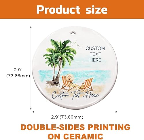Miniatura 2 de Adorno de Navidad personalizado para parejas en la playa, texto personalizado, bonito adorno de playa, vacaciones memorables, adorno de playa de