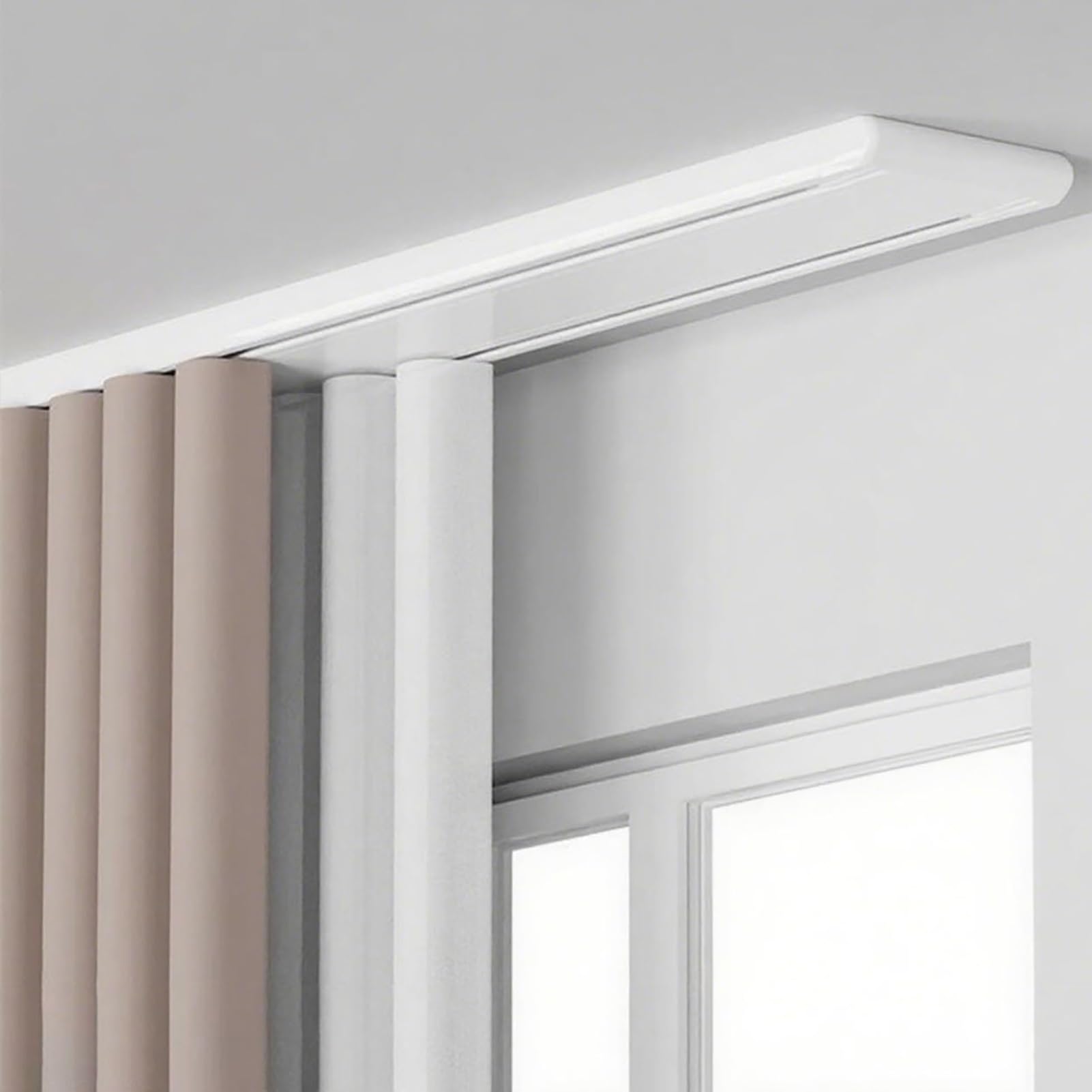 Rail à rideaux double plafond aluminium blanc de 2m