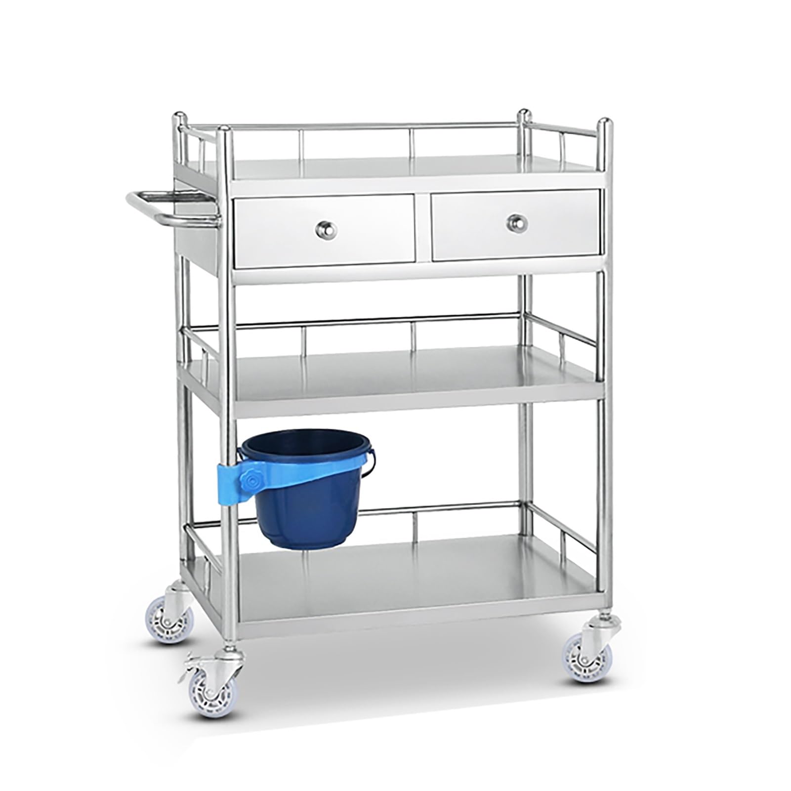 Carro de Servicio, Carro rodante de laboratorio con 3 estantes, carro de laboratorio dental médico con 2 cajones, banco de trabajo comercial con rueda giratoria, para laboratorio, hospital ( Size : 80