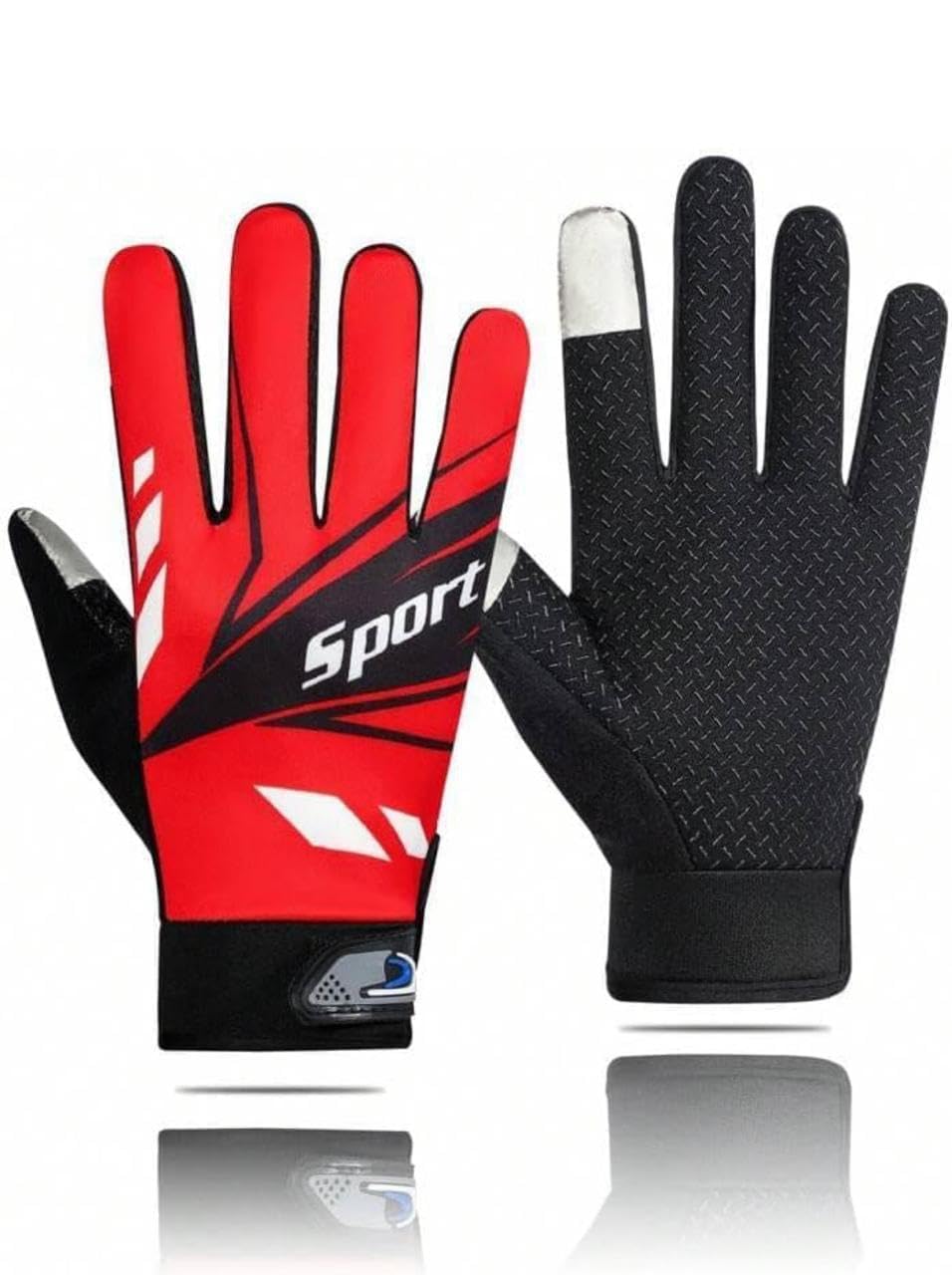 Neptune Sports Silicon Dotted Tennis Cricket Batting Gloves with Strechable Fabric & Touchscreen-Compatible -Recommended for Soft Ball only (Cobra, Men's) (Red)-image-8