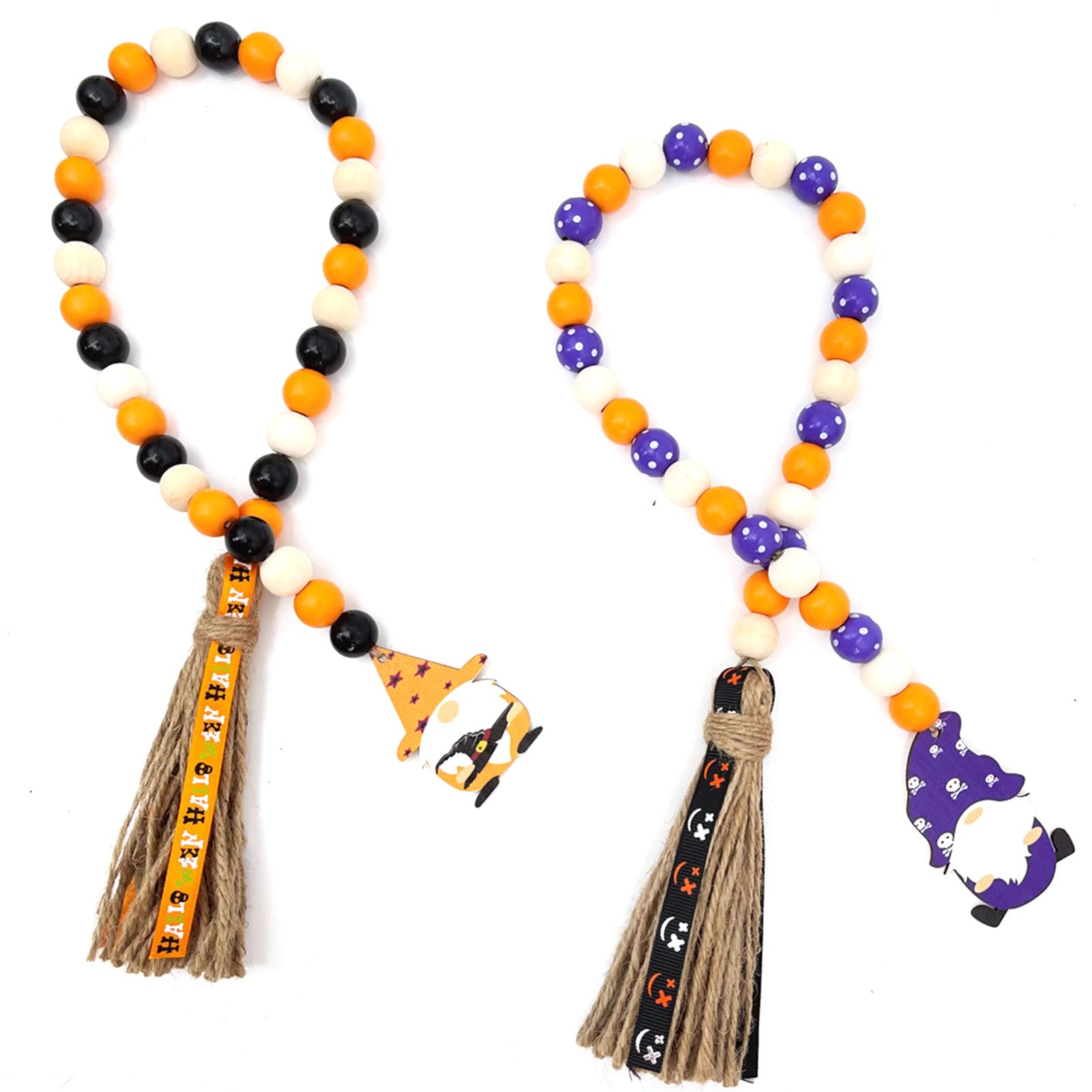 Kalttoy Girls F 2X Colorful Wall Decor With Tassels Garland String Or Bedroom Halloween Party Halloween Pumpkin Theme Wood Bead Garland With Tassels