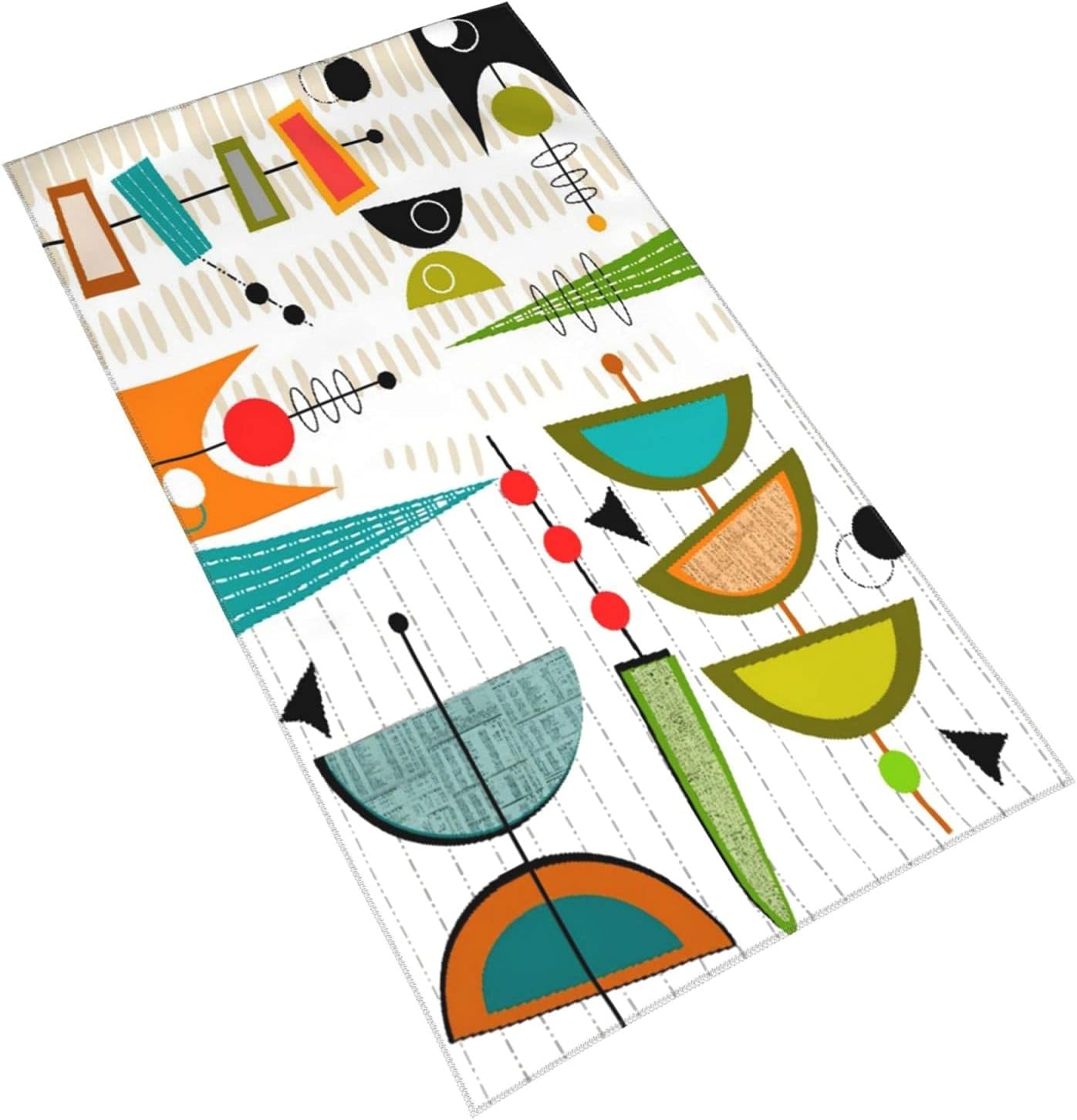 Geometric Hand Towels for Bathroom,Set of 2,Mid-Century Modern Abstract #56,Soft Absorbent Small Bath Towel Kitchen Dish Guest Towel for Men Women,Bathroom Decor 15.7"x27.5" - Image 3