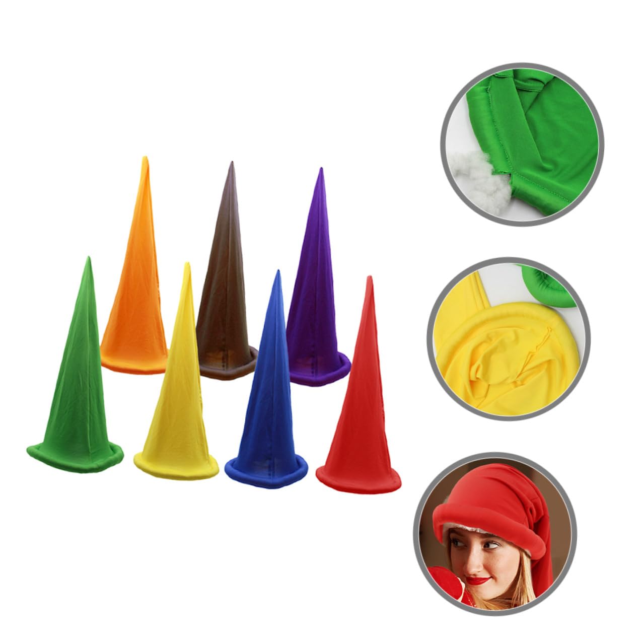 Hemobllo Set 7 Cappelli da Elfo Natalizi e Halloween in Poliestere e Cotone, Flessibili e Leggeri per Feste, Performance e Foto, Atmosfera Festiva e Versatile Colore Casuale