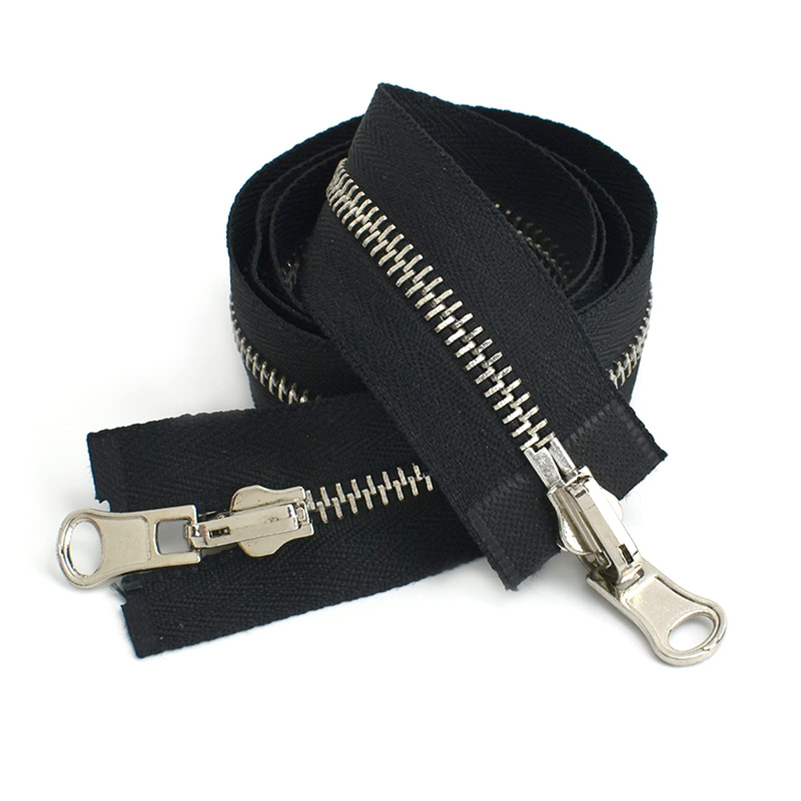 70-100 cm 5# 8# Metal Double Sided Zippers Open End Two Way Rotary Slider Zip for Jacket Clothes DIY Sewing Accessories