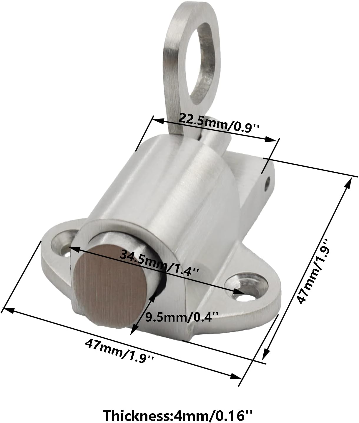 Stainless Steel Self-Closing Door Latch, Gate Latch, Spring Door Lock, Latch Lock Automatic Mounting Bolt Pull Ring Spring Bounce Door Bolt for Home Window Gate Security with Mounting Screws
