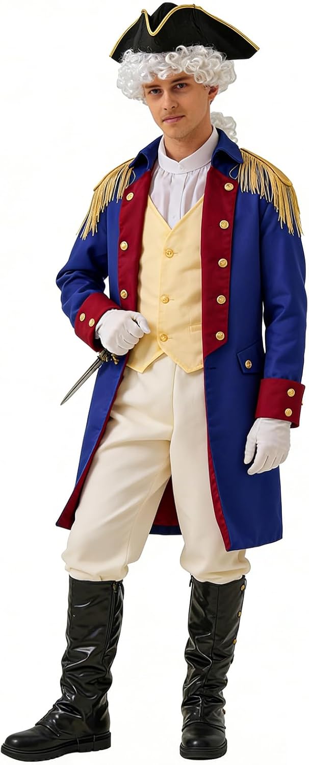 OEBLD George Washington Costume Adult Colonial Men Colonial Deluxe wax museum project（no wig）