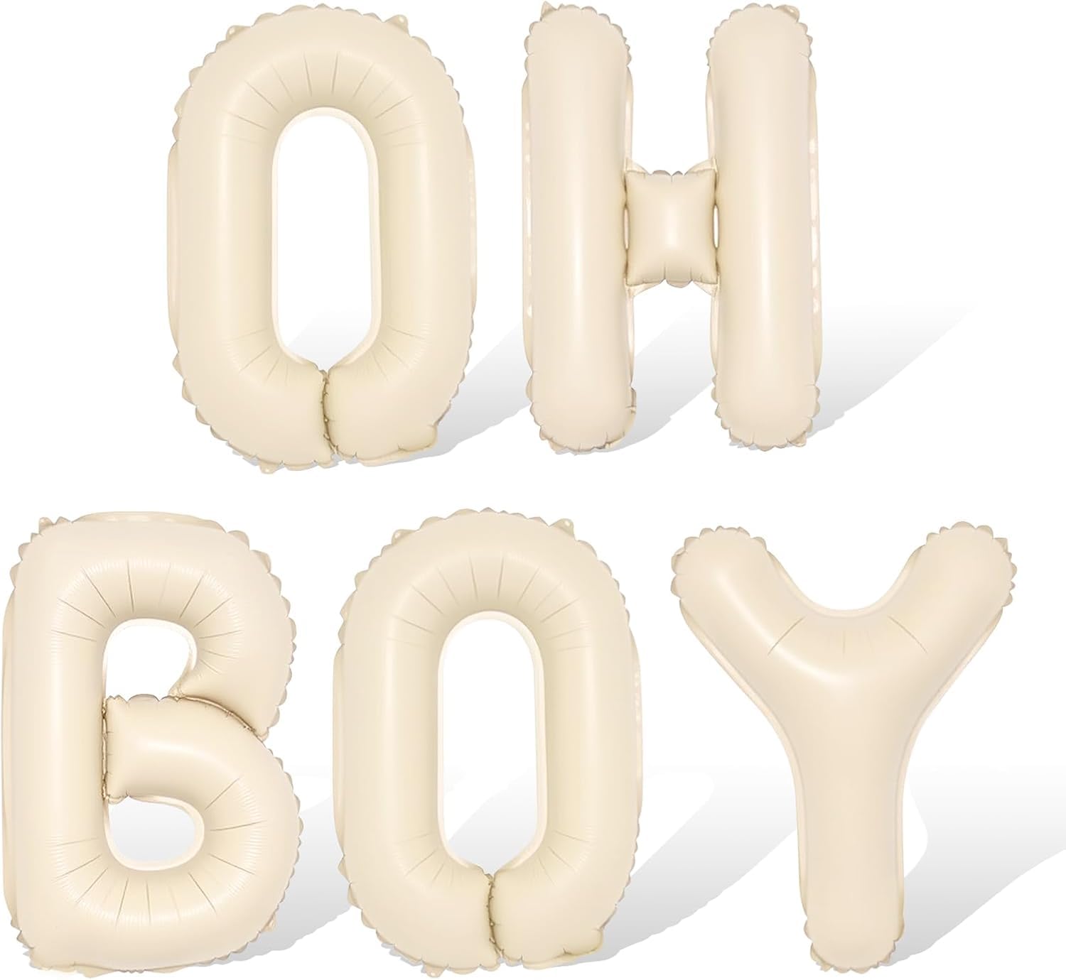 JUSTOTRY 40 inch Baby Shower Boy Balloons for Gender Reveal Decoration,Beige Jumbo OH BOY Sign Balloon for Baby Boy Shower Party Decorations Backdrop