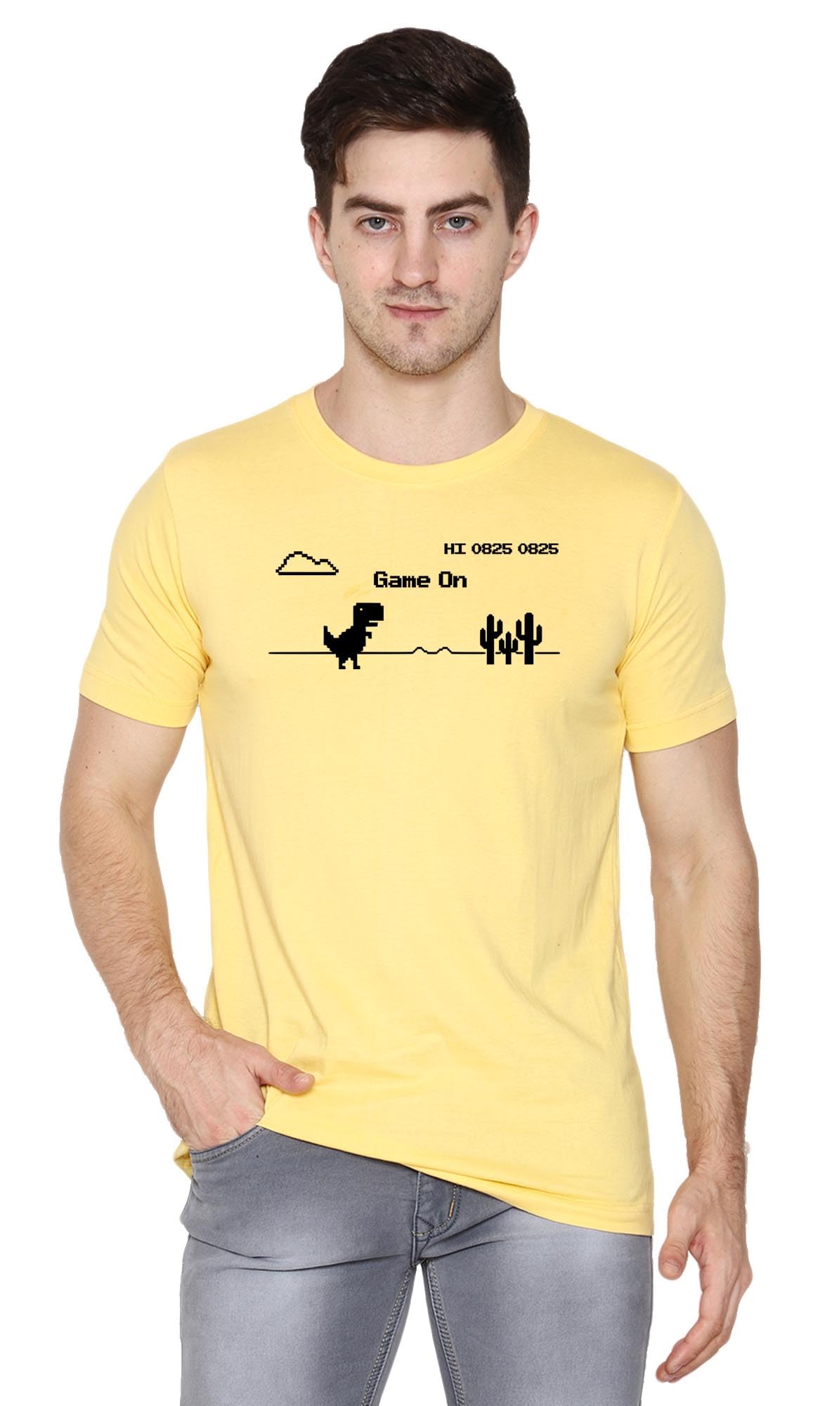 T-Rex Printed T-Shirt for Boys, Men & Women | Gaming Tshirts | Google Chrome Tshirt |No Internet | Dinosaur Trex | Web Browser