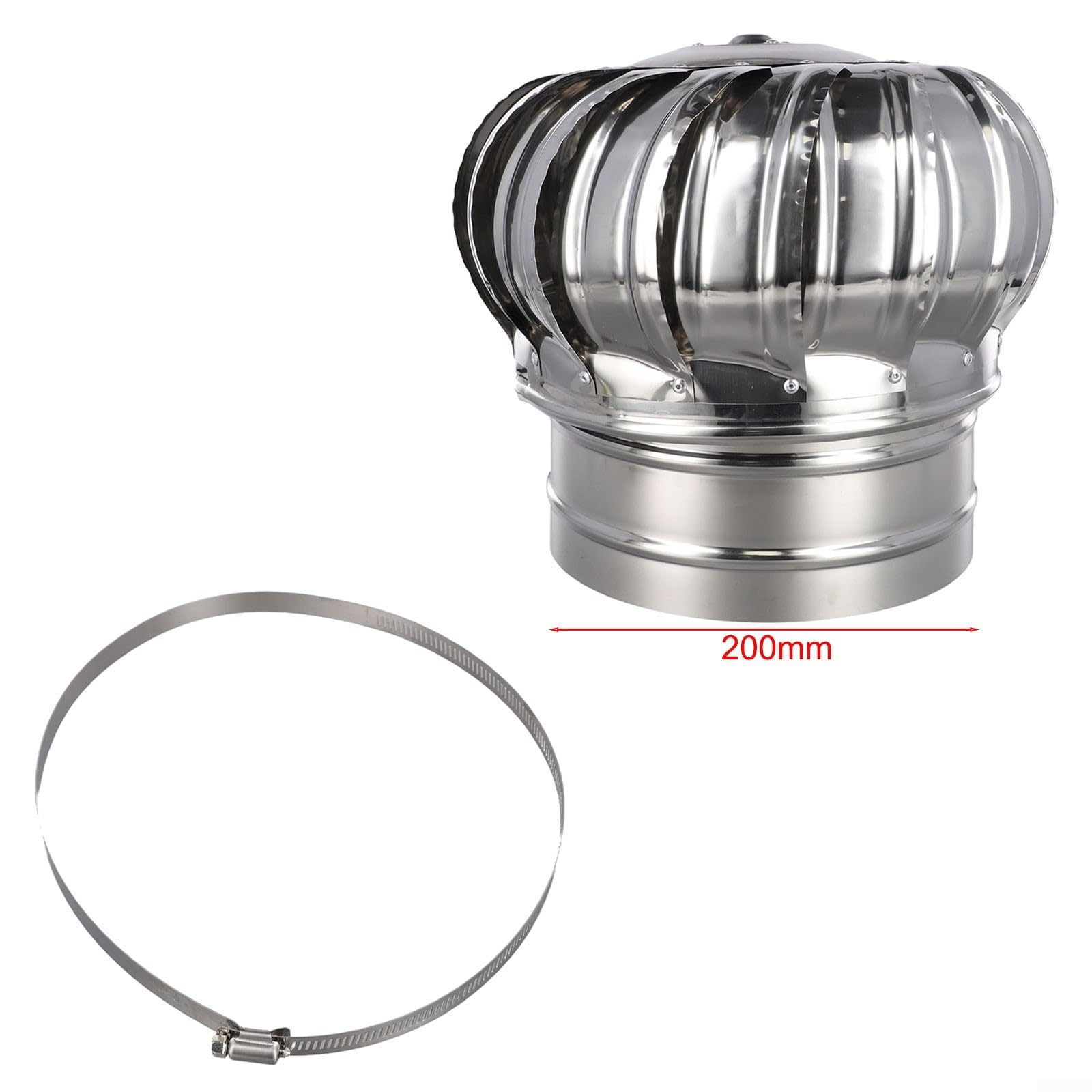 Yhenlovtt Cubierta superior de acero inoxidable, cubierta giratoria de chimenea, tapa de chimenea con capucha giratoria para una ventilación mejorada (Ø200 mm)