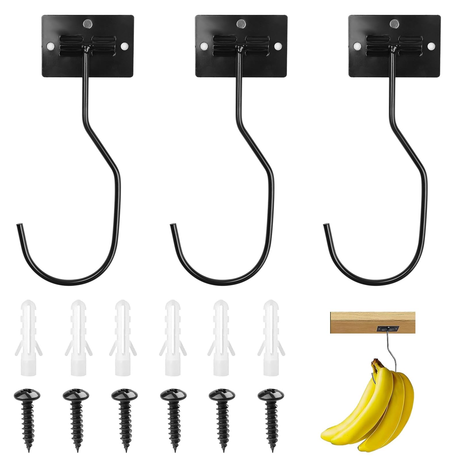 BREANIFULL 3PCS Banana Hanger Hook Metal Banana Holder 16cm Bananas Holder